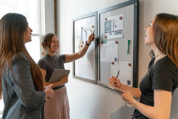 Strategisches Netzwerken für deinen beruflichen Erfolg a group of women standing around a white board