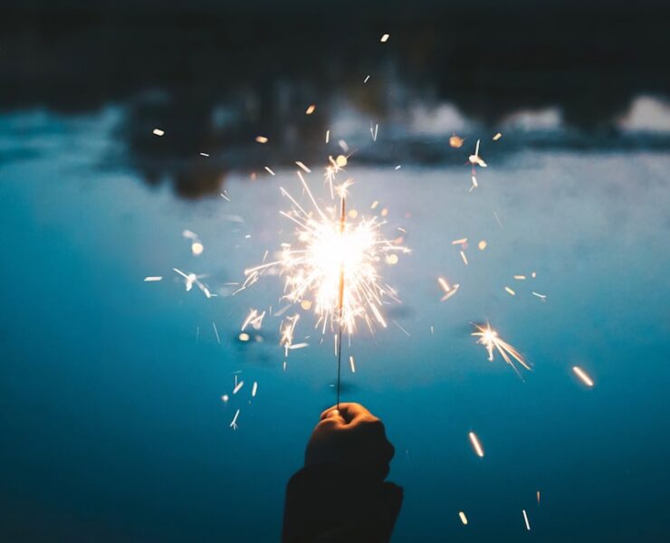 person holding lighted sprakler